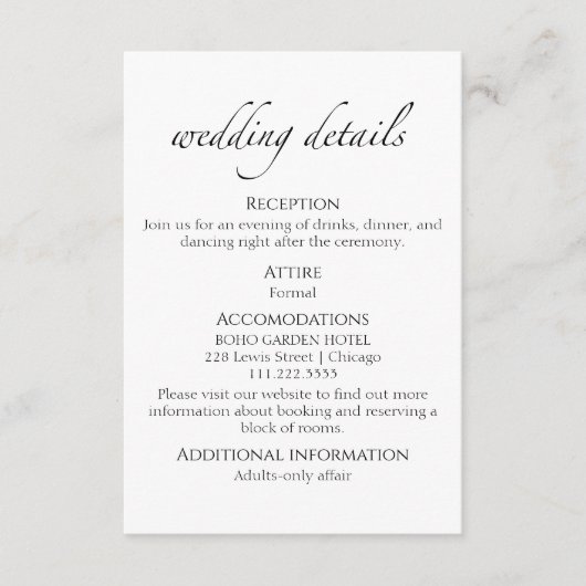 Bruiloft details | RSVP | QR-code behuizing Kaart (Voorkant)