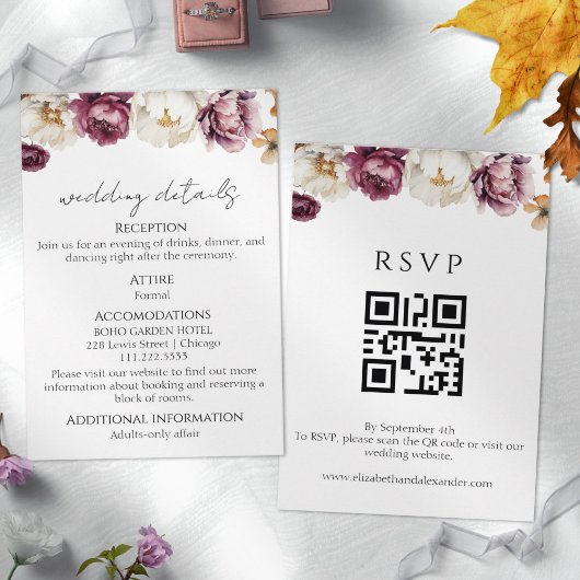 Bruiloft details | RSVP | QR-code behuizing Kaart
