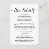 Bruiloft Details · Stijlvolle eenvoudige script en Informatiekaartje (Voorkant)