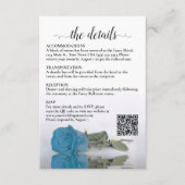 Bruiloft Details Turquoise Blauw Roos QR Code ENCL Informatiekaartje (Voorkant)