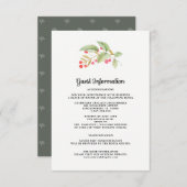 Bruiloft details | Waterverf Berry Branch Kaart (Voorkant / Achterkant)