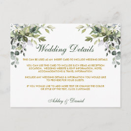 Bruiloft Details Waterverf Groen Gouden Kaart