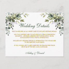Bruiloft Details Waterverf Groen Gouden Kaart