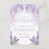Bruiloft Details Waterverf Lavendel Tuin Informatiekaartje (Voorkant)