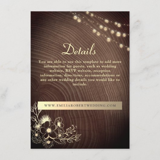 Bruiloft details website envelop kaart van rustiek (Voorkant)