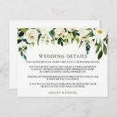 Bruiloft Details Wit Groen Bloemen Inzetstuk Kaart (Voorkant / Achterkant)