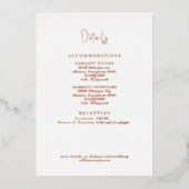 Bruiloft Details Witte achtergrond Roos Goud Folie Uitnodiging (Voorkant)