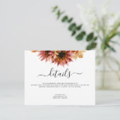 Bruiloft Details Zonnebloem Bourgondië Land Kaart (Staand voorkant)