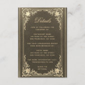 Bruiloft Details Zwart Goud  Elegant Script Informatiekaartje (Voorkant)