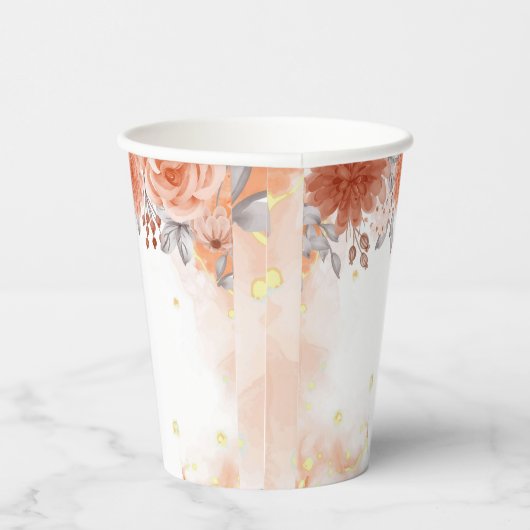 Bruiloft deze Herfst Oranje herfst Papieren Bekers (Rechts)