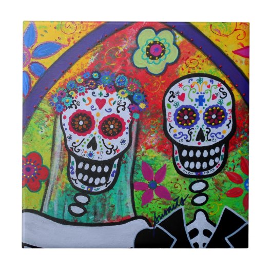BRUILOFT DIA DE LOS MUERTOS TEGEL TEGELTJE (Voorkant)