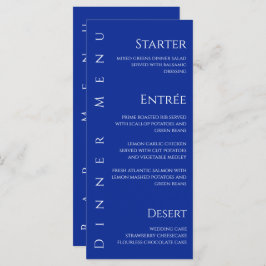 Bruiloft Diner en Bar Menu-Blauw en Wit Menu