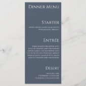 Bruiloft Diner en Bar Menu-Blauw en Wit- Menu (Voorkant)