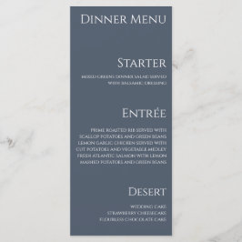 Bruiloft Diner en Bar Menu-Blauw en Wit- Menu