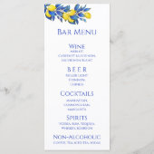 Bruiloft Diner en Bar Menu-citroenen Menu (Achterkant)