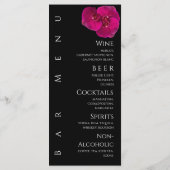 Bruiloft Diner en Bar Menu-Fuchsia Orchids- Menu (Achterkant)