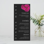 Bruiloft Diner en Bar Menu-Fuchsia Orchids- Menu (Staand voorkant)