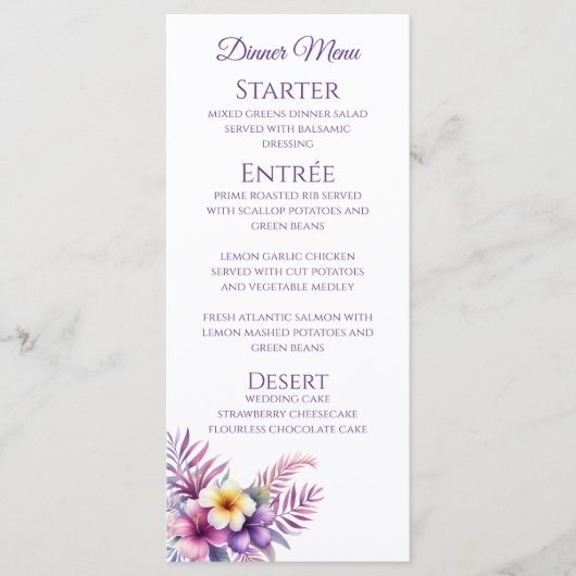 Bruiloft Diner en Bar Menu-Island Romance Menu (Voorkant)