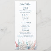Bruiloft Diner en Bar Menu-Pastel Koraalrif Menu (Achterkant)