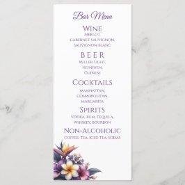 Bruiloft Diner en Bar Menu-Tropische Bloemen Menu