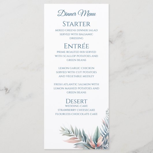 Bruiloft Diner en Bar Menu-Tropische Droom Menu (Voorkant)