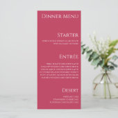 Bruiloft Diner en Bar Menu-Viva Magenta- Menu (Staand voorkant)
