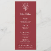 Bruiloft Diner en Bar Menu-Wildflower Elegance Menu (Achterkant)