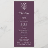 Bruiloft Diner en Bar Menu-Wildflower Elegance Menu (Achterkant)