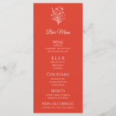 Bruiloft Diner en Bar Menu-Wildflower Elegance Menu (Achterkant)