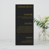 Bruiloft Diner en Bar Menu-Zwart en Goud- Menu (Staand voorkant)