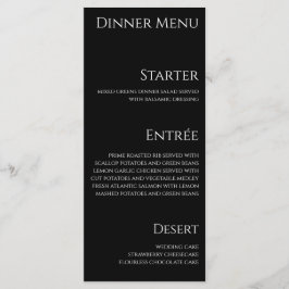 Bruiloft Diner en Bar Menu-Zwart-Wit- Menu