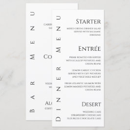 Bruiloft Diner en Bar Menu-Zwart-Wit- Menu