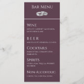 Bruiloft Diner en Drink Menu-Wijn en Wit- Menu (Achterkant)