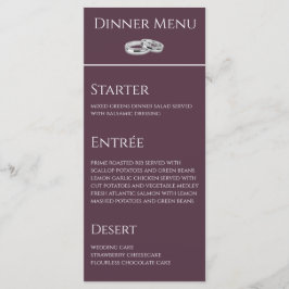 Bruiloft Diner en Drink Menu-Wijn en Wit- Menu