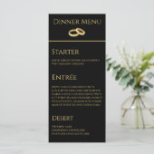 Bruiloft Diner en Drink Menu-Zwart en Goud- Menu (Staand voorkant)