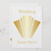 Bruiloft Diner Menu Gouden Art Deco Kaart (Voorkant / Achterkant)