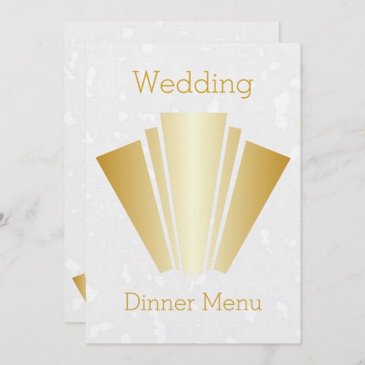 Bruiloft Diner Menu Gouden Art Deco Kaart (Voorkant / Achterkant)