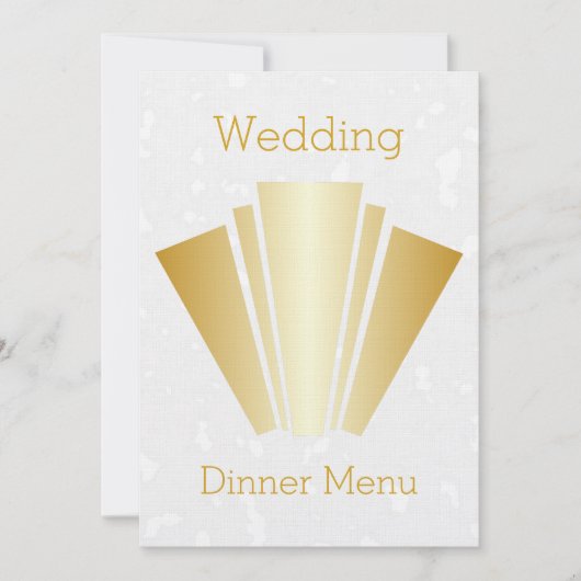 Bruiloft Diner Menu Gouden Art Deco Kaart (Voorkant)