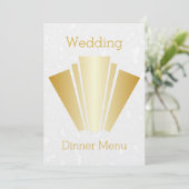 Bruiloft Diner Menu Gouden Art Deco Kaart (Staand voorkant)