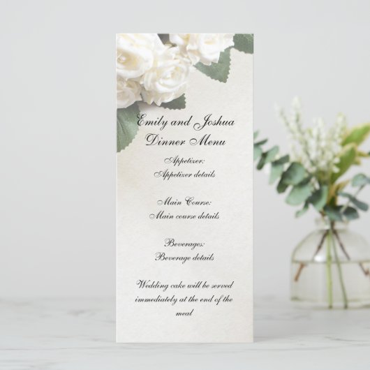  bruiloft diner menu Sjabloon wit (Staand voorkant)