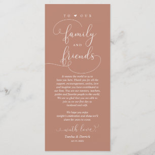 Bruiloft diner, plaats instelling dank u kaart