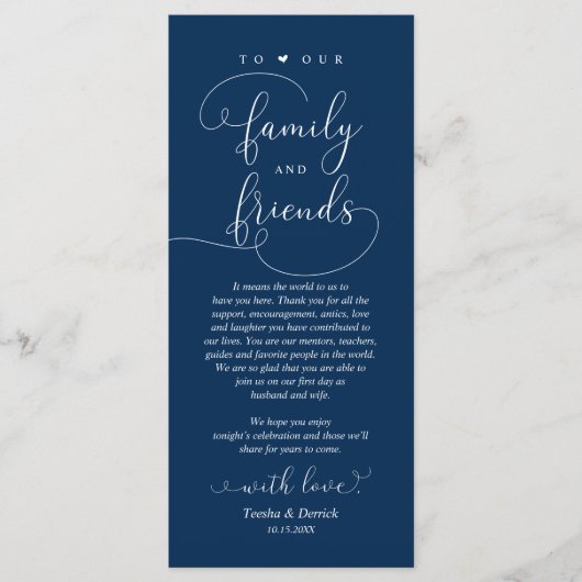 Bruiloft diner, plaats instelling dank u kaart (Voorkant)