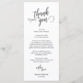 Bruiloft diner, plaats instelling dank u kaarten (Voorkant)