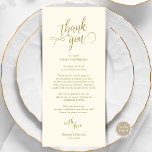 Bruiloft diner, plaats instelling dank u kaarten<br><div class="desc">Dit is de Modern classy Dinner Place Setting Thank You Cards, in goud schema. Deel de liefde en show uw waardering voor uw gasten, wanneer ze gaan zitten aan hun stoel en lees deze gepersonaliseerde charmante bedankje plaats setting kaart. Het is een prachtige manier om je speciale feestdag af te...</div>