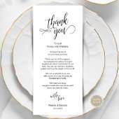Bruiloft diner, plaats instelling dank u kaarten
