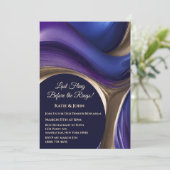 Bruiloft-Diner Repetitie-Blauw Paarse en Gold- Kaart (Staand voorkant)