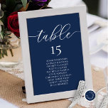 Bruiloft Diner, Romance Gast Zitkaart, Kaart<br><div class="desc">Bruiloft Diner Gast Zittafel Grafiek Kaart,  Modern Romance Navy Blue thema. Pas de tekst aan en/of verwijder en vul in met uw bruiloftsfeest thema.</div>