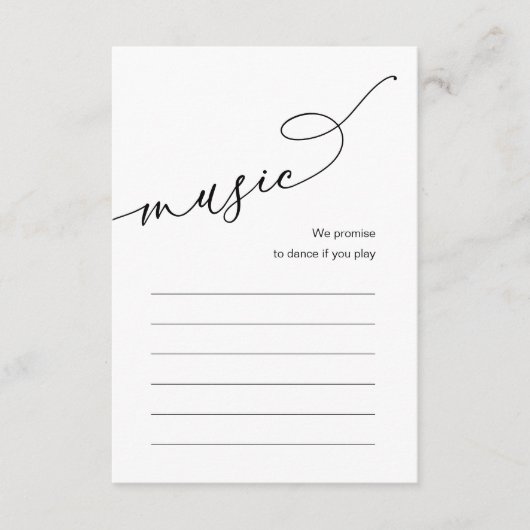Bruiloft Diner Song Muziek Opties Informatiekaartje (Voorkant)