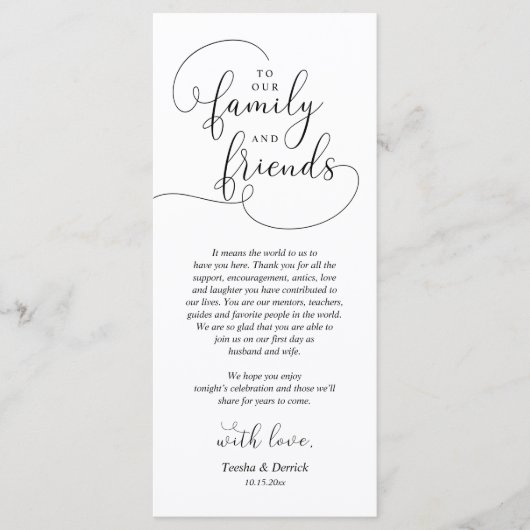 Bruiloft Dinner Place Instelling Dank u Kaart (Voorkant)