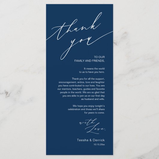 Bruiloft Dinner Place Instelling Dank u Kaart (Voorkant)